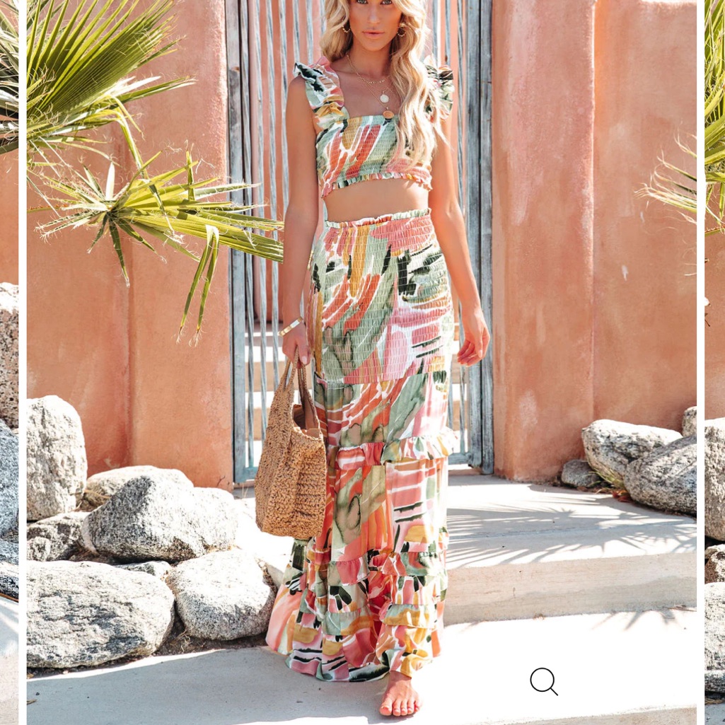 Vici Sea La Vie Smocked Tiered Maxi Skirt Set